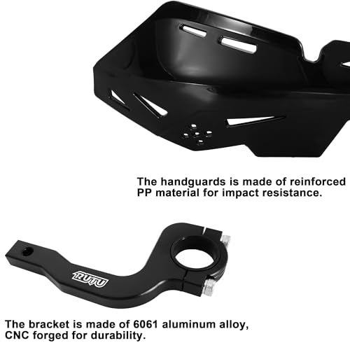 RUTU 7/8" 22mm and 1 1/8" 28mm Universal Motorcycle Hand Guards with CNC Bracket for Dirt Bikes Off-Road ATV Motorcross Enduro E-Bikes CRF450R 450X 300L CRF250L YZ250 YZ125 TTR125LE TTR250 - Black