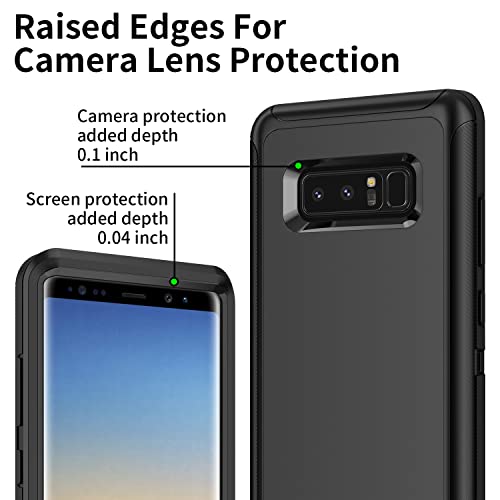 Mieziba for Galaxy Note 8 Case,Shockproof Dropproof Dustproof,3-Layer Full Body Protection Heavy Duty High Impact Hard Cover Case for Samasung Galaxy Note 8,Black