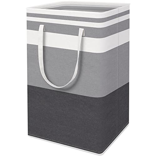 HomeHacks 2-Pack Large Laundry Basket, Waterproof, Freestanding Laundry Hamper, Collapsible Tall Clothes Hamper with Extended Handles for Clothes Toys in the Dorm and Family-(Gradient Grey, 75L)