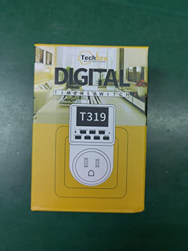 Techbee Digital Infinite Repeat Cycle Intermittent Timer Plug for Electrical Outlet, 24 Hour Programmable Indoor Timed Power Switch with Countdown Delay On and Off (120V, 15A), 1 pack
