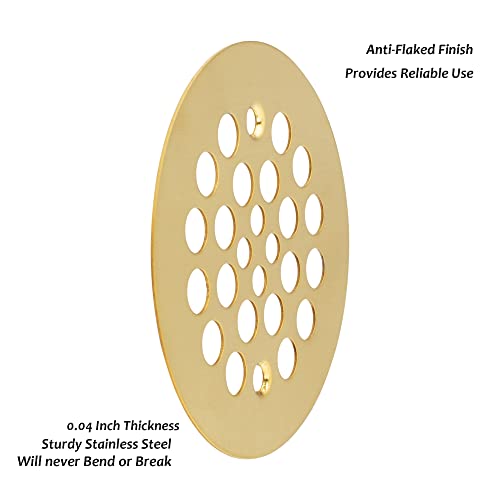 Artiwell 4-1/4“ Shower Strainer Drain Trim Set, Screw-in Shower Strainer Drain Cover, Plastic-Oddities Style Replacement Strainer Grid,Machine & Self-Tapping Screws Included (Brushed Gold)