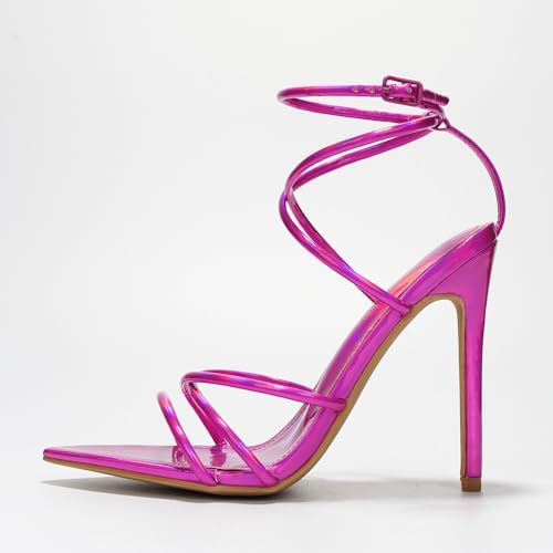 Cape Robbin Women's High Heels Strappy Stiletto Sandals Open Toe, Sexy Party Evening Dress Pumps for Women (Nabil) - Pink Size 6