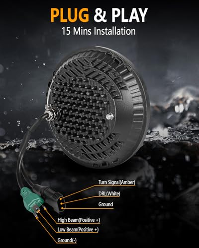 BICYACO 7 Inch LED Halo Headlights with Turn Signal Amber White DRL Compatible with Jeep Wrangler JK JKU 2007-2017 DOT Headlamp