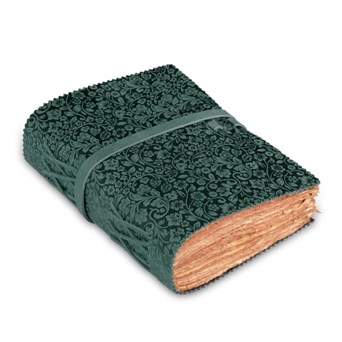 LEATHER VILLAGE Leather Bound Floral Embossed Journal for Women Men - 200 Pages, 6”X4”(A6), Aqua - Book of Shadows, Vintage Blank Paper Travel Diary, Notebook for Writing, Drawing, Sketchbook