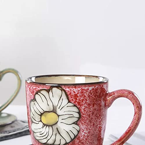 rockgoldbug Ceramics 12oz Cappuccino Mug,Coffee mug,Tea mug,Kiln Glazing Process,Microwave and Dishwasher Safe, Perfect For Tea, Espresso, Latte - Porcelain Mugs for Kitchen or Cafe (Red)