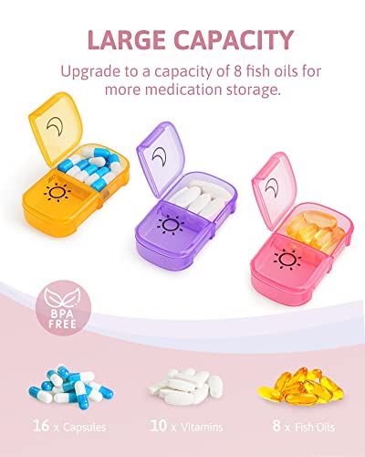 Weekly Pill Organizer 2 Times a Day with Same-Side Large Opening for Easy Filling & Retrieving, Color Tracking 7 Day AM PM Pill Box with Large BPA Free Pill Case for Vitamins, Fish Oils (Clear)