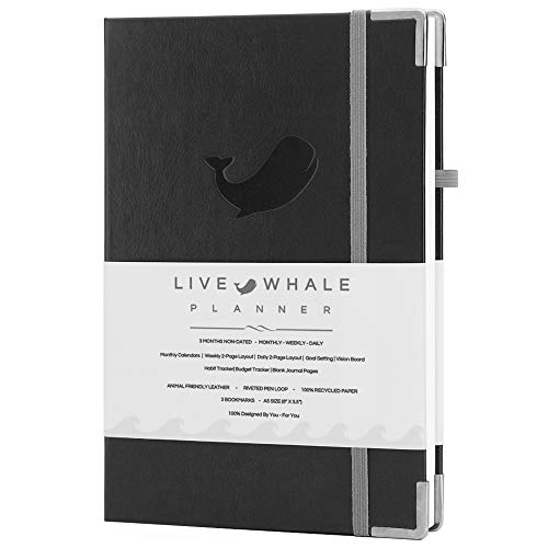 Live WhalePlanner - Daily Planner & Mindfulness Journal - Personal Organizer | Focus Planner with Time Tracker & Goal Setter Journal- Black