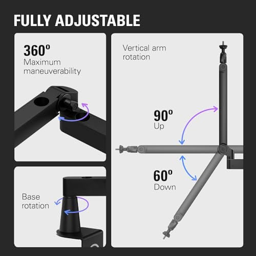 Elgato Wave Mic Arm LP - Premium Low Profile Microphone with Cable Management Channels, Desk Clamp, Versatile Mounting and Fully Adjustable, perfect for Podcast, Streaming, Gaming, Home Office