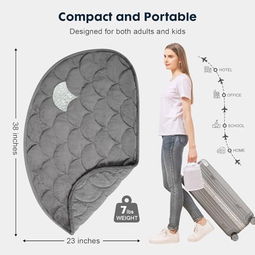 Uttermara Weighted Lap Blanket 5 lbs, Weighted Lap Pad for Adults, Reversible for All-Season Relaxation and Calming, Small Lap Pad for Nap Travel Home and Office, Grey, 23" x 38"