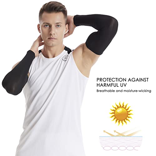 HiRui Arm Compression Sleeves for Men Women Youth Kids, UV Protection 20-30mmHG Support, Great for Running Cycling Basketball Golf Tattoo Cover, Breathable Moisture-Wicking (Black, Small)