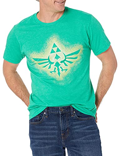 Nintendo Men's Soaring Triforce T-Shirt, Small, Kelly Heather