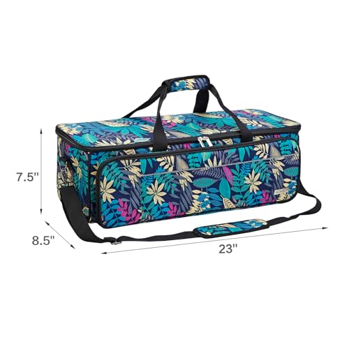 HOMEST Carrying Case with Mat Pocket for Cricut Maker 3, Cricut Explore Air 2, Cricut Maker, Cricut Explore 3, Large Front Pockets for Accessories and Supplies, Floral