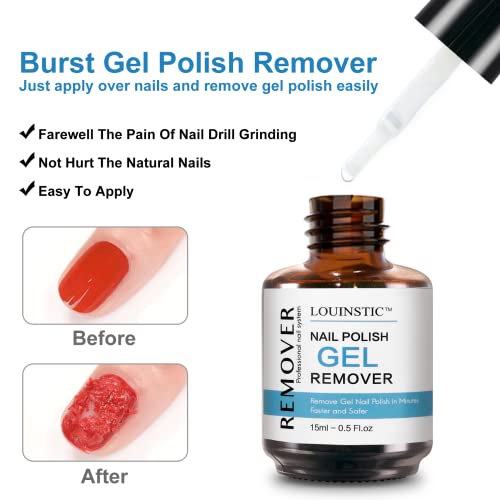 LOUINSTIC Gel Nail Polish Remover Kit - (3 Pack) Gel Polish Remover for Nails, 3-5 Minutes Easy Quick Gel Nail Remover, 0.5 oz