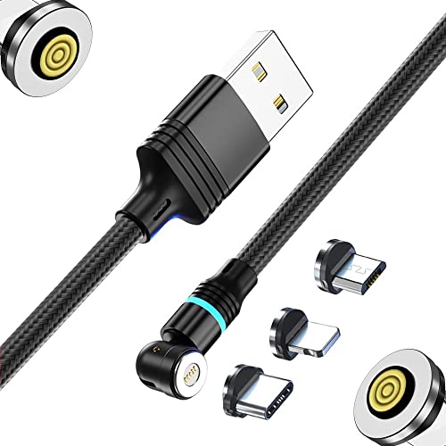 Raosky Magnetic Charging Cable,Magnetic Charging Tips, 540° Rotate Magnetic Data Cable 5pin Series,5V3A 3in1 Fast Charger Cable,Magnetic Cable USB Cord for All Smartphone(Sets/Purple/3in1,6Pack)