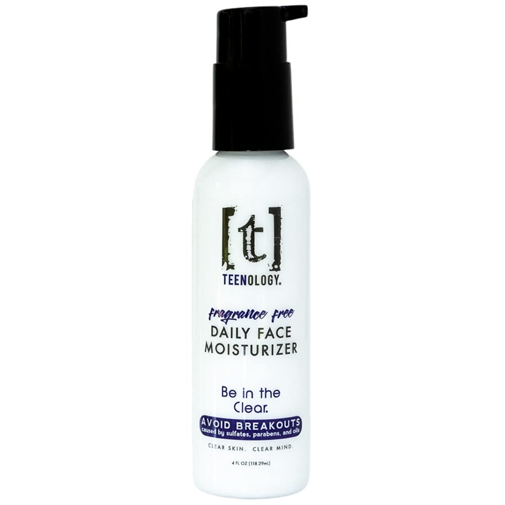 Teenology Fragrance Free Face Moisturizer for Teens - Avoid Acne and Breakouts - 4 Ounce