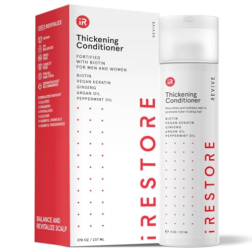 iRESTORE Biotin Hair Conditioner for Damaged Dry Hair - Biotin Conditioner for Fine Hair Growth, Volumizing Thickening Conditioner with Ginseng & Argan Oil to Moisturize, Pair With Hair Loss Shampoo