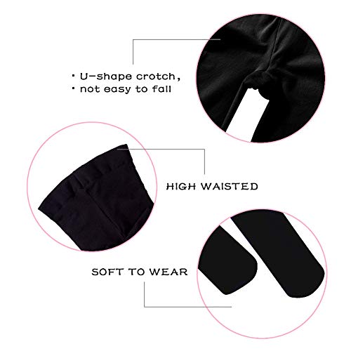 MANZI Ballet Tights for Girls Footed Dance Tights 3 Pairs Ultra-Soft Age 4-6 Black Medium