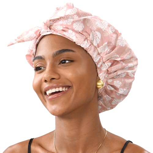 YANIBEST Non-Slip Shower Cap for Women, Adjustable Luxury Waterproof Shower Cap, Reusable Cute Shower Cap Hair Cap to Keep Hair Dry