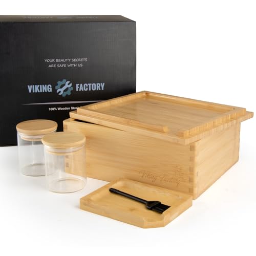 Viking Factory Premium Large Bamboo Box Tray Set Handmade Storage Box-Includes Reversible Tray Home Decorative Box(Bamboo)
