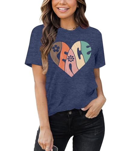 Peace Love Shirt Women 70s Hippe Shirts Soul Inspirational Hippy Tops Vintage Graphic Tees Short Sleeve - Sleeveless Grey