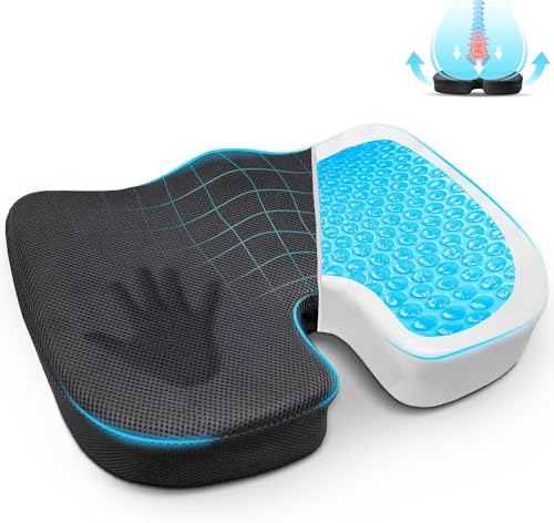 EcoNour Gel Seat Cushion for Pressure Relief | Cushion for Sciatica | Seat Cushions for Tailbone Pain Relief and Back Pain | Coccyx Cushion for Sitting