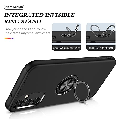 Dionsibei Galaxy A14 5G Case for Samsung Galaxy A14 5G Case Military Grade Shockproof Built-in Ring Holder Kickstand Car Mount Armor Heavy Duty Protective Case for Galaxy A14 5G Phone Case (Black)