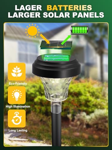 ROOR Ultra Bright Solar Lights 4 Pack, Outdoor Solar Pathway Lights, Warm White Yard Lights, IP67 Waterproof LED Garden Lights for Path Backyard Christmas Lawn Landscape Decorative
