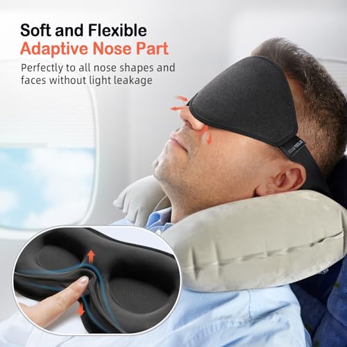 LitBear Sleep Mask for Side Sleeper Women Men, Eye Mask for Sleeping Light Blocking, 3D Contoured Cup Sleeping Mask, Soft Breathable Sleep Eye Mask with Adjustable Elastic Strap for Flight Nap