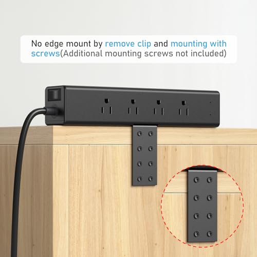 CCCEI Desk Outlet Station 20W USB C Port. 12 Outlet Desktop Clamp Power Strip Surge Protector 4800J with Switch. Nightstand Office Standing Desk Accessories, Fit Thicker Table Edge or Screw Mount, 6FT