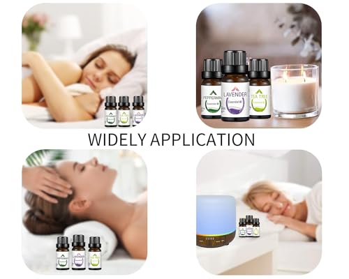 Essential Oil Diffuser with Essential Oils Set, 120ml 7 LED Colors Auto Shut-Off Humidifiers, Essential Oils-Lavender Tea Tree Peppermint, Mist Aromatherapy for Home Office Yoga Spa, Black Wood Grain