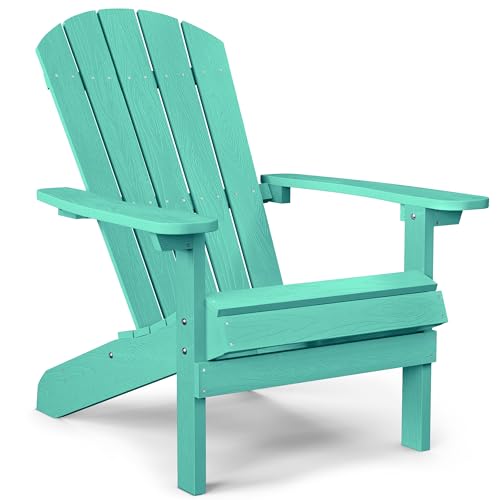 Adirondack Chairs Set of 2 Plastic Weather Resistant, Outdoor Chairs 5 Steps Easy Installation, Like Real Wood, Widely Used in Outdoor, Patio, Lawn, Fire Pit, Deck, Outside, Garden Chairs (White)