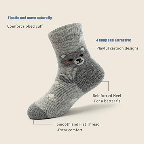 Boys Wool Socks Kids Winter Warm Socks Thick Thermal Crew Socks, 6 Pairs Mix Xmas