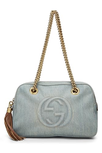 Gucci, Pre-Loved Blue Denim Soho Chain Shoulder Bag, Blue