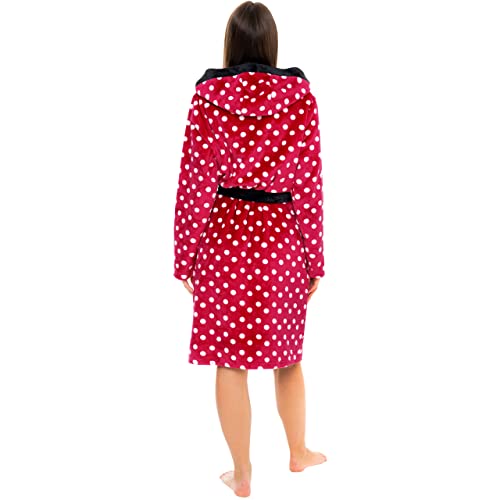 Disney Women's Robe | Minnie Mouse Bathrobe | Fluffy Robe for Women Size Small Red