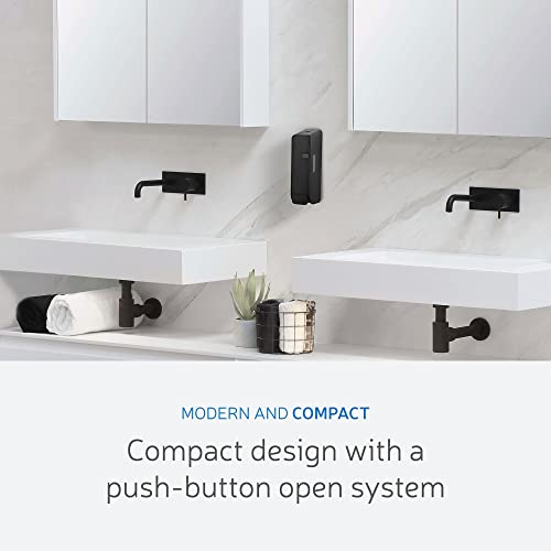 Mini Wall Mount Manual Dish Foam Soap Dispenser, 300 ml (10.0 oz), Sealed Cartridges Sold Separately, Black