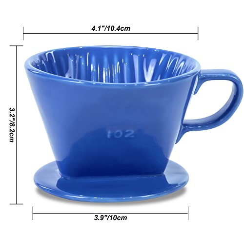 LHUKSGF Pour Over Ceramic - Coffee Dripper Ceramic Coffee Maker with 3 Holes Flat Bottom, Porcelain Slow Filter Cone for Travel, Camping, Office, Home, Coffee Maker Brew…