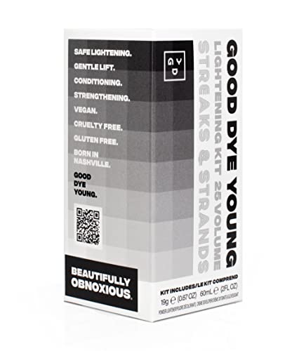 Good Dye Young Hair Lightener Kit (Streaks and Strands) with Dust Free Powder Lightener & 25 Volume Developer - Moisturizing Bleaching Kit - Vegan Hair Bleach (2 oz.)