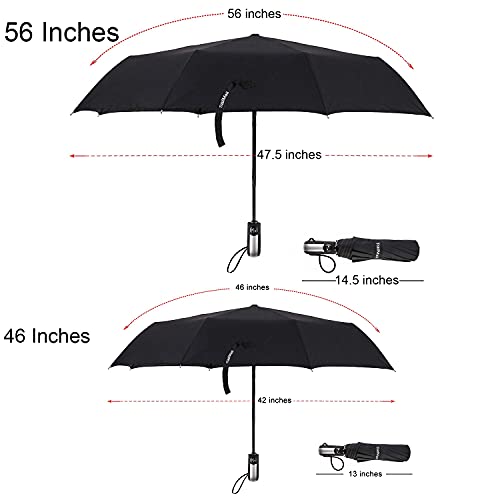 TradMall 2 Pack Travel Umbrella Windproof 56 Inches Large Canopy Reinforced Fiberglass Ribs Auto Open & Close, Sky Blue
