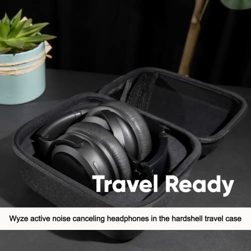 Wyze Noise Cancelling Headphones and Hard Case for Travel, Wireless Over The Ear Bluetooth Headphones with Active Noise Cancellation, Transparency Mode, Clear Voice Pick-up, Alexa Built-in