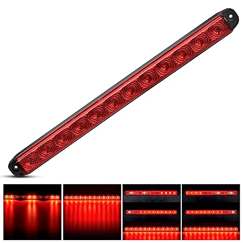 Nilight LED Trailer Light Bar 16Inch 12 LED Red Running Brake Sequential Turn Signals Tail Light Waterproof Rear Maker ID Bar for 12V Trailer Boat Truck RV