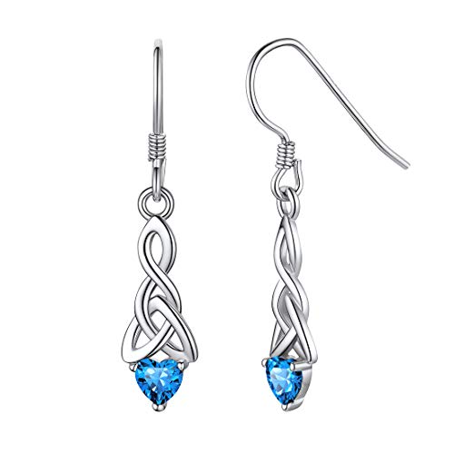 ChicSilver Sapphire Earrings for Women Blue September Birthstone Earrings for Women 925 Sterling Silver Heart Earrings Celtic Knot