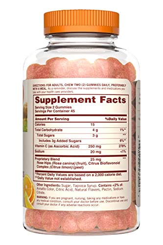 Nature's Bounty Sundown Vitamin C Gummies With Rosehips And Citrus Bioflavonoids, Orange Flavored, 90 Count