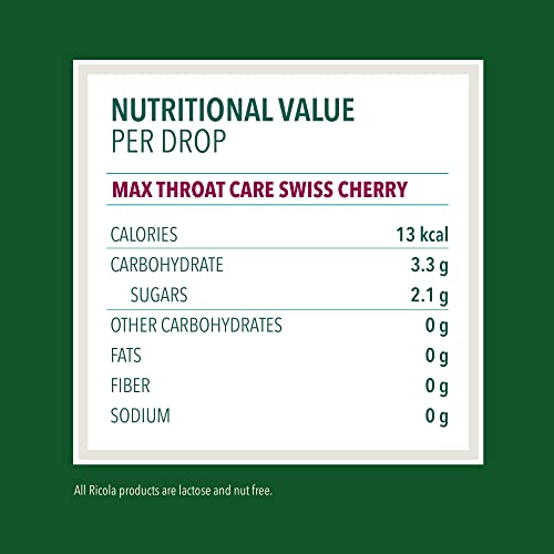 Ricola Max Throat Care Swiss Cherry Large Bags | Cough Suppressant Drops | Dual Action Liquid Center | Soothing Long-Lasting Relief - 34 Count (Pack of 2)