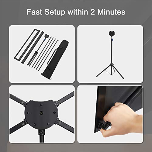 Portable Projector Screen with Stand, Outdoor Movie Screen, 80 Inch 16:9 Light-Weight, Mobile and Compact, Easy Setup and Carrying, Projection Screen with 1.2 Gain Glass Fiber, Idea for Home Cinema
