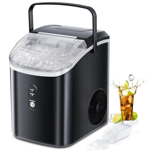 Xbeauty Countertop Nugget Ice Maker- Up to 35lbs of Ice a Day with Self-Cleaning,Stainless Steel,Removable Ice Basket&Scoop for Home/Kitchen/Office/Party, White