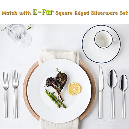 Teaspoon Set of 6, E-far 6.7 Inch Stainless Steel Spoons for Kitchen or Restaurant, Non-toxic & Mirror Polished, Squared Edge & Dishwasher Safe