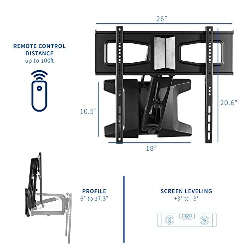 VIVO Motorized Fireplace TV Wall Mount for 37 to 70 inch Screen up to 77 lbs, Height Adjustable Electric Pull Down Mantel Bracket, Black, MOUNT-E-MM070