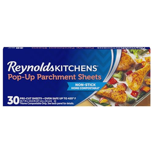 Reynolds Kitchens Pop-Up Parchment Paper Sheets, 10.7x13.6 Inch, 30 Sheets