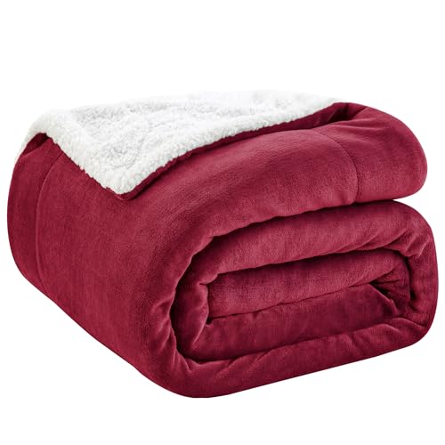 BEDELITE Sherpa Fleece Blanket Twin Size, Thick Warm Blankets for Winter, Reversible Soft & Cozy Fuzzy Blanket for Couch and Bed (Purple, 60" X 80")
