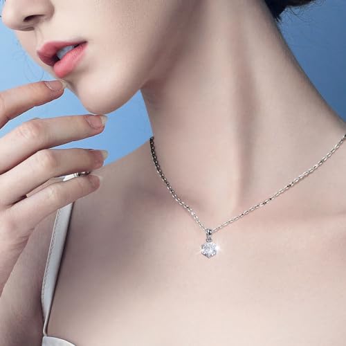 SecreTalk Moissanite Pendant Necklace 1-5CT 18K White Gold Plated silver D Color Ideal Cut Diamond Necklace for Women with Certificate of Authenticity (1CT)